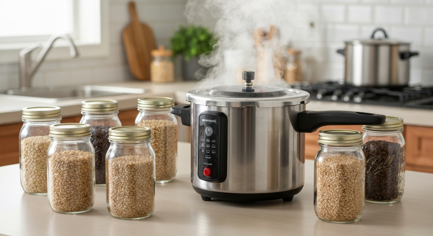 Sterilization methods for mushroom substrates including pressure cooking and pasteurization