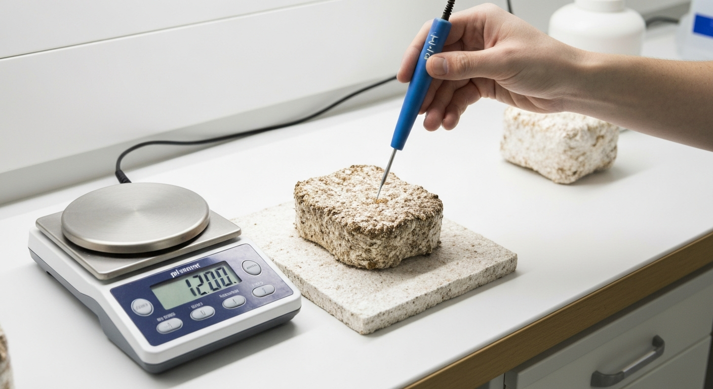 Substrate chemistry analysis showing carbon-to-nitrogen ratios and pH optimisation